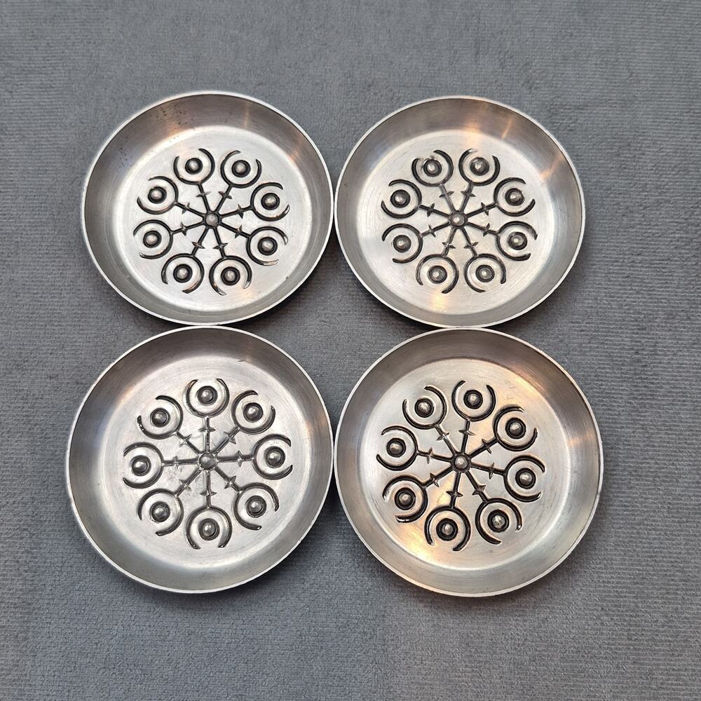 Vintage Mid-Century Modern Scandinavian Pewter Coaster / Trinket Tray Silver